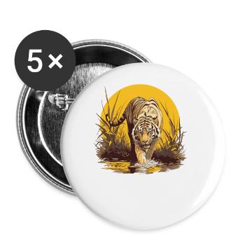 Tiger - Buttons groß 56 mm (5er Pack) - Weiß - Vorne