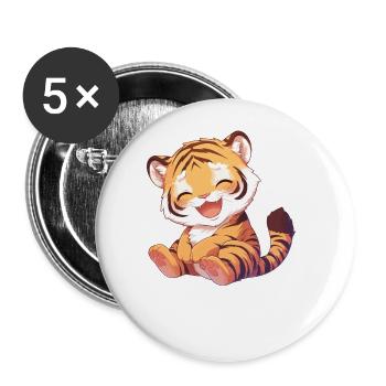 Tigre du Bengale Roi Tigre - Lot de 5 grands badges (56 mm) - blanc - Devant