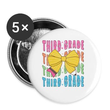 3rd Grade Teacher Pencil Coquetteheartpre-kinderga - Buttons large 2.2''/56 mm (5-pack) - white - Front
