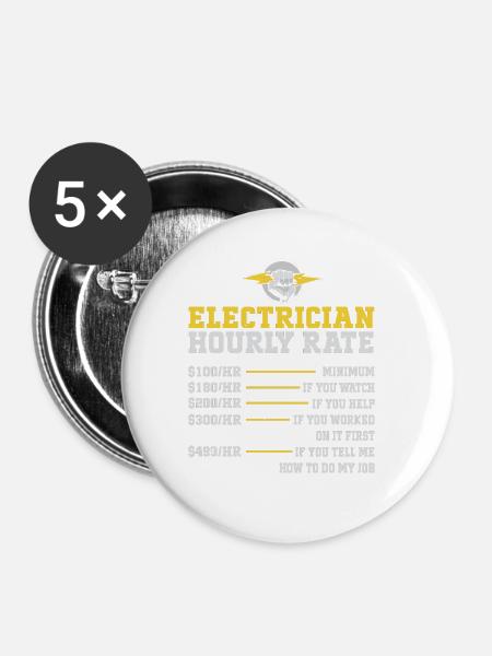 Electrician - Buttons groß 56 mm (5er Pack) - Weiß