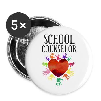 School Counselor Heart - Buttons large 2.2''/56 mm (5-pack) - white - Front