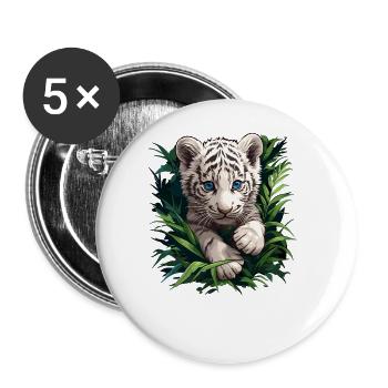White Tiger Weiße Tiger Weißer Tiger - Buttons large 2.2''/56 mm (5-pack) - white - Front