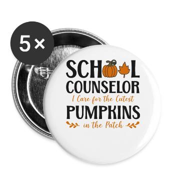 Conseiller scolaire Cas de citrouille - Lot de 5 grands badges (56 mm) - blanc - Devant
