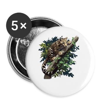 Clouded Leopard Nebelparder - Buttons large 2.2''/56 mm (5-pack) - white - Front