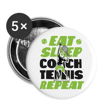 Funny Tennis Player Racket Coach - Buttons groß 56 mm (5er Pack) - Weiß - Vorne