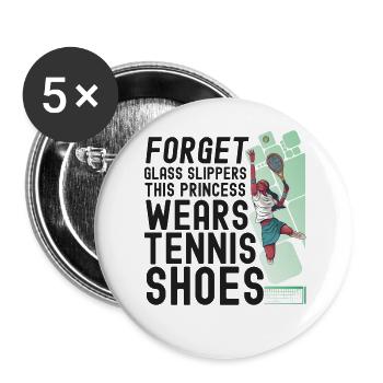 Funny Tennis Player Racket Girl - Buttons groß 56 mm (5er Pack) - Weiß - Vorne