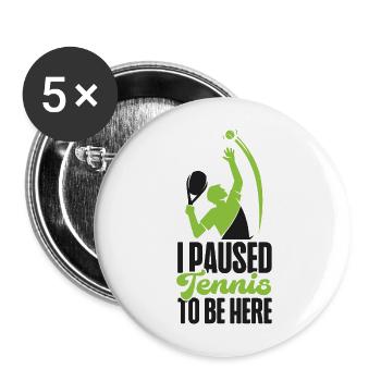 Raquette de joueur de tennis drôle I - Lot de 5 grands badges (56 mm) - blanc - Devant