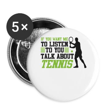 Raquette de joueur de tennis drôle si vous - Lot de 5 grands badges (56 mm) - blanc - Devant