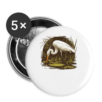 Heron Reiher - Buttons groß 56 mm (5er Pack) - Weiß - Vorne