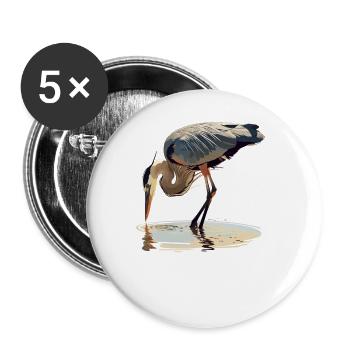 Héron Reiher - Lot de 5 grands badges (56 mm) - blanc - Devant