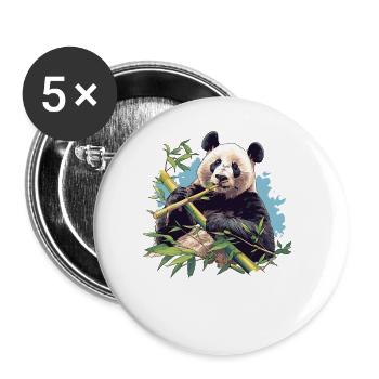 Giant Panda Große Pandas Großer Panda - Buttons groß 56 mm (5er Pack) - Weiß - Vorne