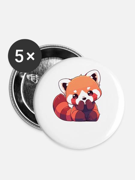 Red Panda Kleine Pandas Kleiner Roter Panda - Buttons groß 56 mm (5er Pack) - Weiß