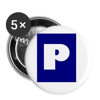 Parkplatz für Autos - Buttons groß 56 mm (5er Pack) - Weiß - Vorne