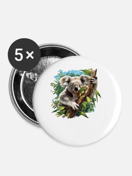 Koalas Koala - Buttons groß 56 mm (5er Pack) - Weiß