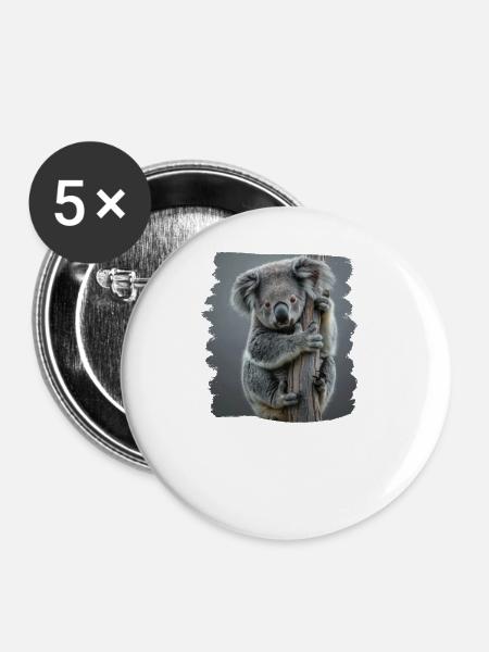 Koalas Koala - Buttons groß 56 mm (5er Pack) - Weiß