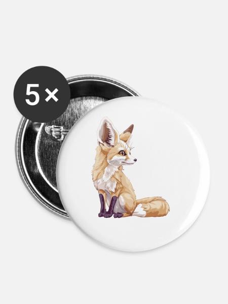 Fennec Fox Fenneks Fennek - Buttons groß 56 mm (5er Pack) - Weiß
