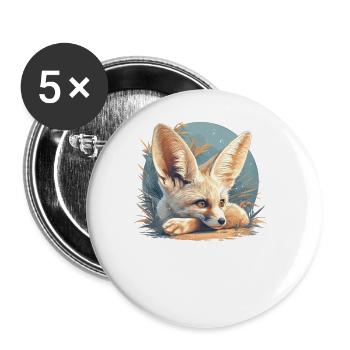 Fennec Fox Fenneks Fennek - Buttons groß 56 mm (5er Pack) - Weiß - Vorne