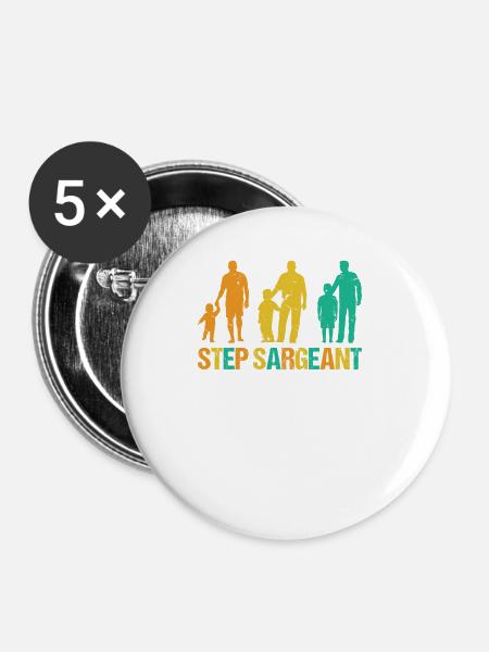 Step Sargeant - Buttons groß 56 mm (5er Pack) - Weiß