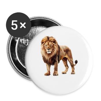 Lion Löwen Löwe - Buttons groß 56 mm (5er Pack) - Weiß - Vorne