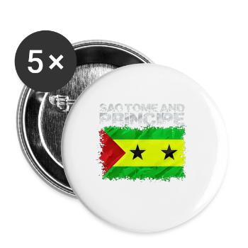 Sao Tomé-Principe - Lot de 5 grands badges (56 mm) - blanc - Devant