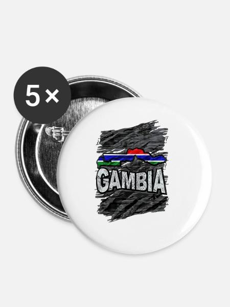 Gambia - Buttons groß 56 mm (5er Pack) - Weiß
