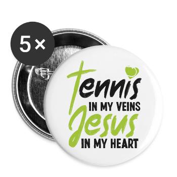 Funny Tennis Player Racket Jesus - Buttons groß 56 mm (5er Pack) - Weiß - Vorne