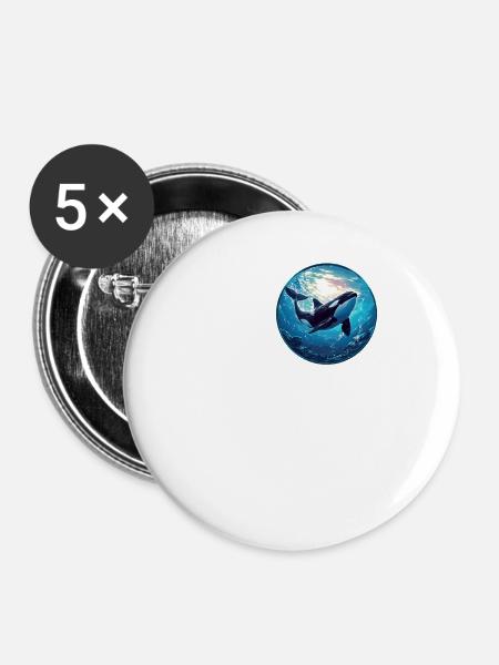 Orcas Orca - Buttons groß 56 mm (5er Pack) - Weiß