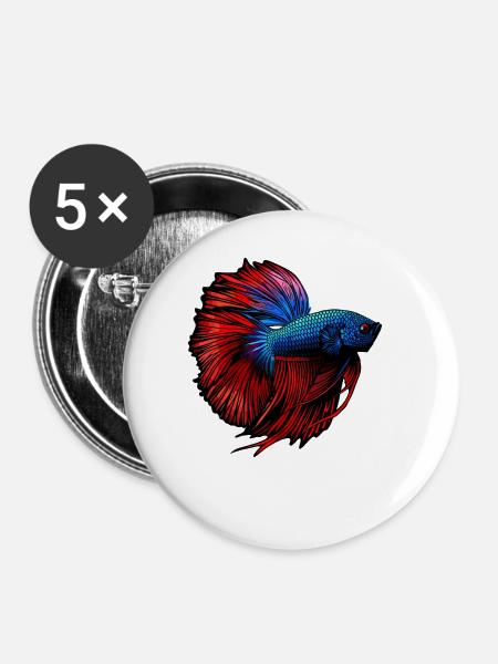 Bettas Betta Fisch Betta - Buttons groß 56 mm (5er Pack) - Weiß