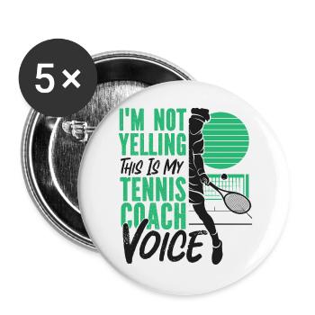 Funny Tennis Player Racket Coach - Buttons groß 56 mm (5er Pack) - Weiß - Vorne