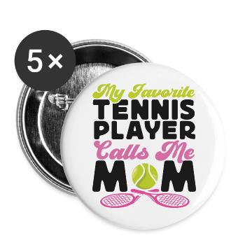 Drôle de joueur de tennis raquette maman - Lot de 5 grands badges (56 mm) - blanc - Devant