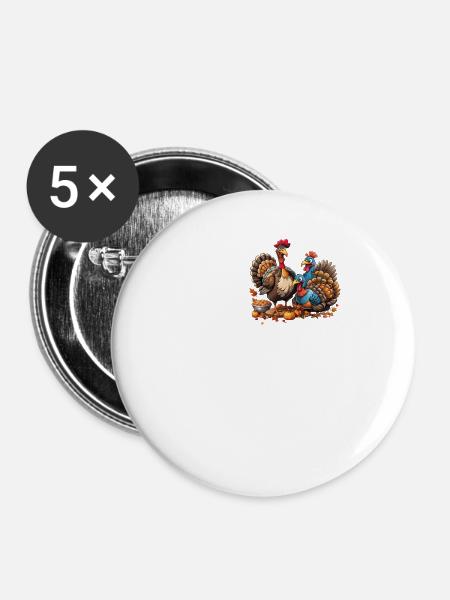 Turkey Truthähne Truthahn - Buttons groß 56 mm (5er Pack) - Weiß