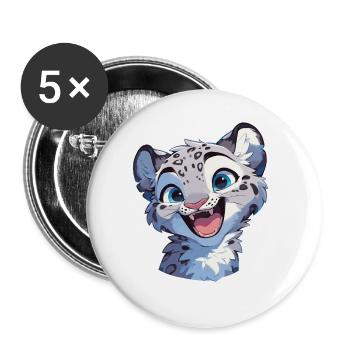 Snow Leopard Schneeleoparde Schneeleopard - Buttons large 2.2''/56 mm (5-pack) - white - Front