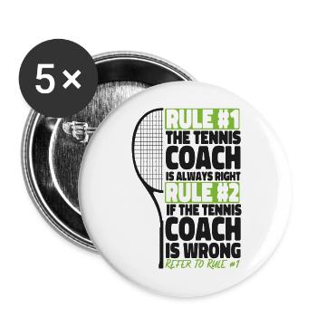 Funny Tennis Player Racket Coach - Buttons groß 56 mm (5er Pack) - Weiß - Vorne