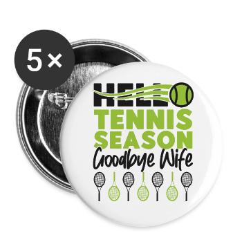 Funny Tennis Player Racket Husband - Buttons groß 56 mm (5er Pack) - Weiß - Vorne