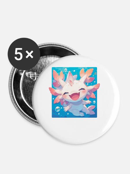 Axolotls Axolotl - Buttons groß 56 mm (5er Pack) - Weiß