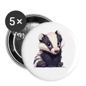 Badger Dachse Dachs - Buttons groß 56 mm (5er Pack) - Weiß - Vorne