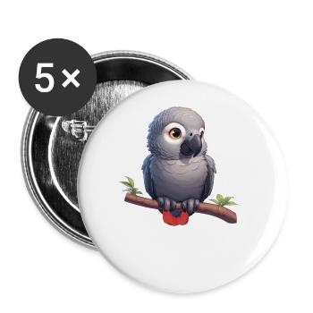 Gray Parrot Graupapageis Graupapagei - Buttons large 2.2''/56 mm (5-pack) - white - Front