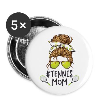 Raquette de joueur de tennis drôle - Lot de 5 grands badges (56 mm) - blanc - Devant