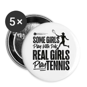 Drôle de joueur de tennis raquette fille - Lot de 5 grands badges (56 mm) - blanc - Devant