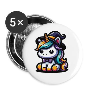 Halloween Einhorn Halloween Kürbis - Buttons groß 56 mm (5er Pack) - Weiß - Vorne
