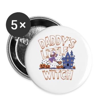 Halloween Witch Daddy's Little Witch - Buttons large 2.2''/56 mm (5-pack) - white - Front