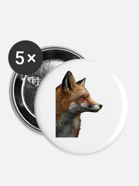 Roter Fuchs - Buttons groß 56 mm (5er Pack) - Weiß