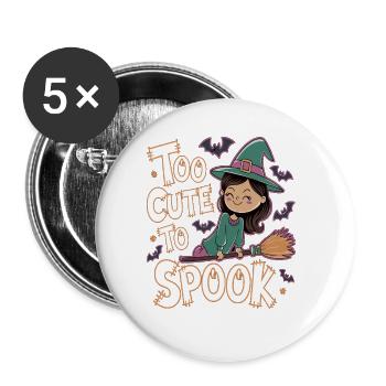 Too cute to scare Halloween - Buttons large 2.2''/56 mm (5-pack) - white - Front