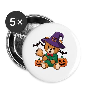 Halloween Teddy Bear Halloween Bear - Buttons large 2.2''/56 mm (5-pack) - white - Front