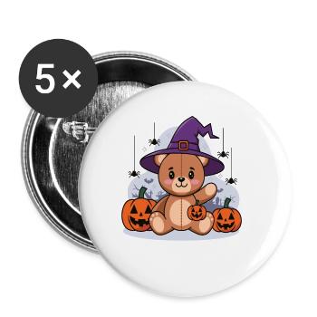 Ours en peluche d’Halloween Ours d’Halloween - Lot de 5 grands badges (56 mm) - blanc - Devant