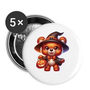 Halloween Teddy Bear Halloween Bear - Buttons large 2.2''/56 mm (5-pack) - white - Front