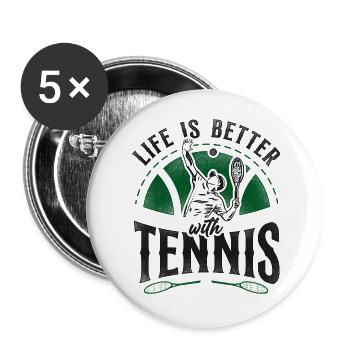 Drôle de joueur de tennis raquette la vie est - Lot de 5 grands badges (56 mm) - blanc - Devant