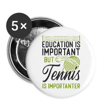 Raquette de joueur de tennis drôle - Lot de 5 grands badges (56 mm) - blanc - Devant