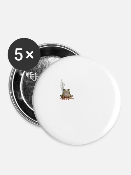 Frosch - Buttons groß 56 mm (5er Pack) - Weiß