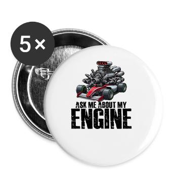 Ask me about my motor car, Guy Racer M - Buttons large 2.2''/56 mm (5-pack) - white - Front